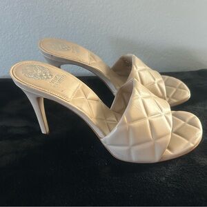 Vince Camuto Quilted Cream Heels